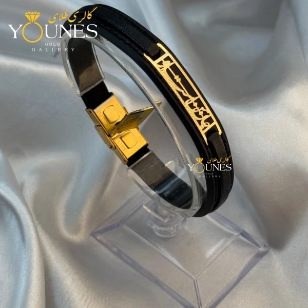 دستبند طلا چرم مردانه جان من است او L127